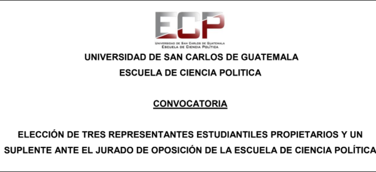 Convocatoria elección de tres representantes estudiantiles propietarios y un suplente ante el jurado de oposición de la ECP